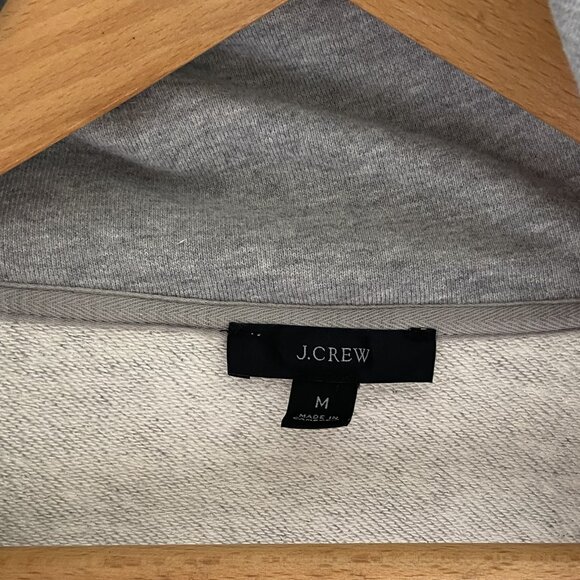 J.Crew University Terry Long Half-Zip Tunic Sweatshirt Gray Size Large - Picture 5 of 13